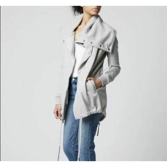 BLANK NYC WOMENS GRAY SALT & PEPPER FUNNEL NECK OPEN CARDIGAN SWEATER MEDIUM - Picture 1 of 11